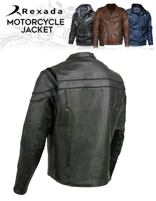 Men's Black Sporty Scooter Crossover Motorcycle Riding Leather Jacket EL1408