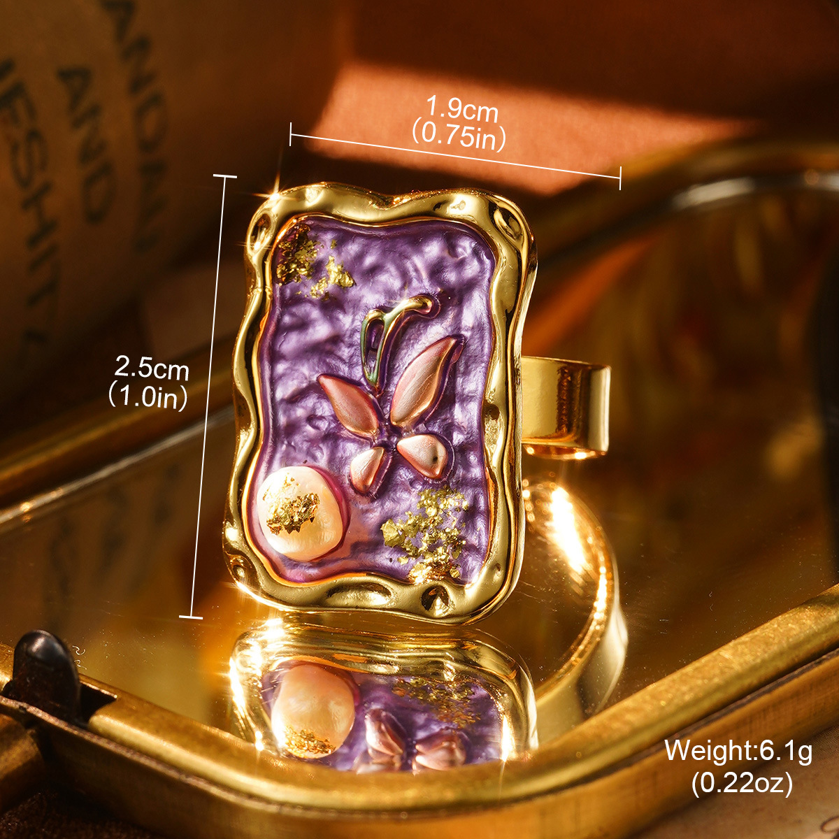 Butterfly Enamel Adjustable Ring