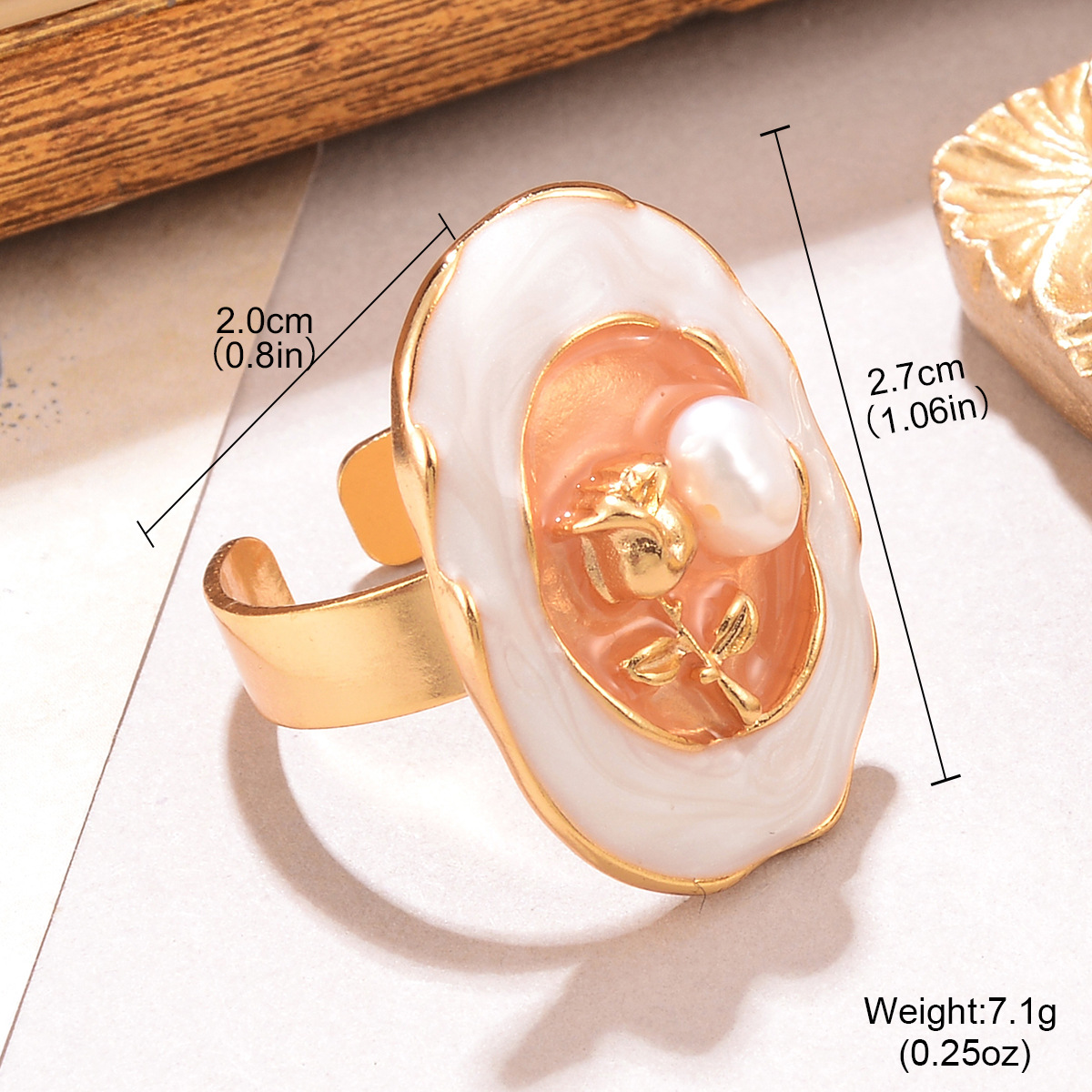 Elegant Pearl Flower Adjustable Ring