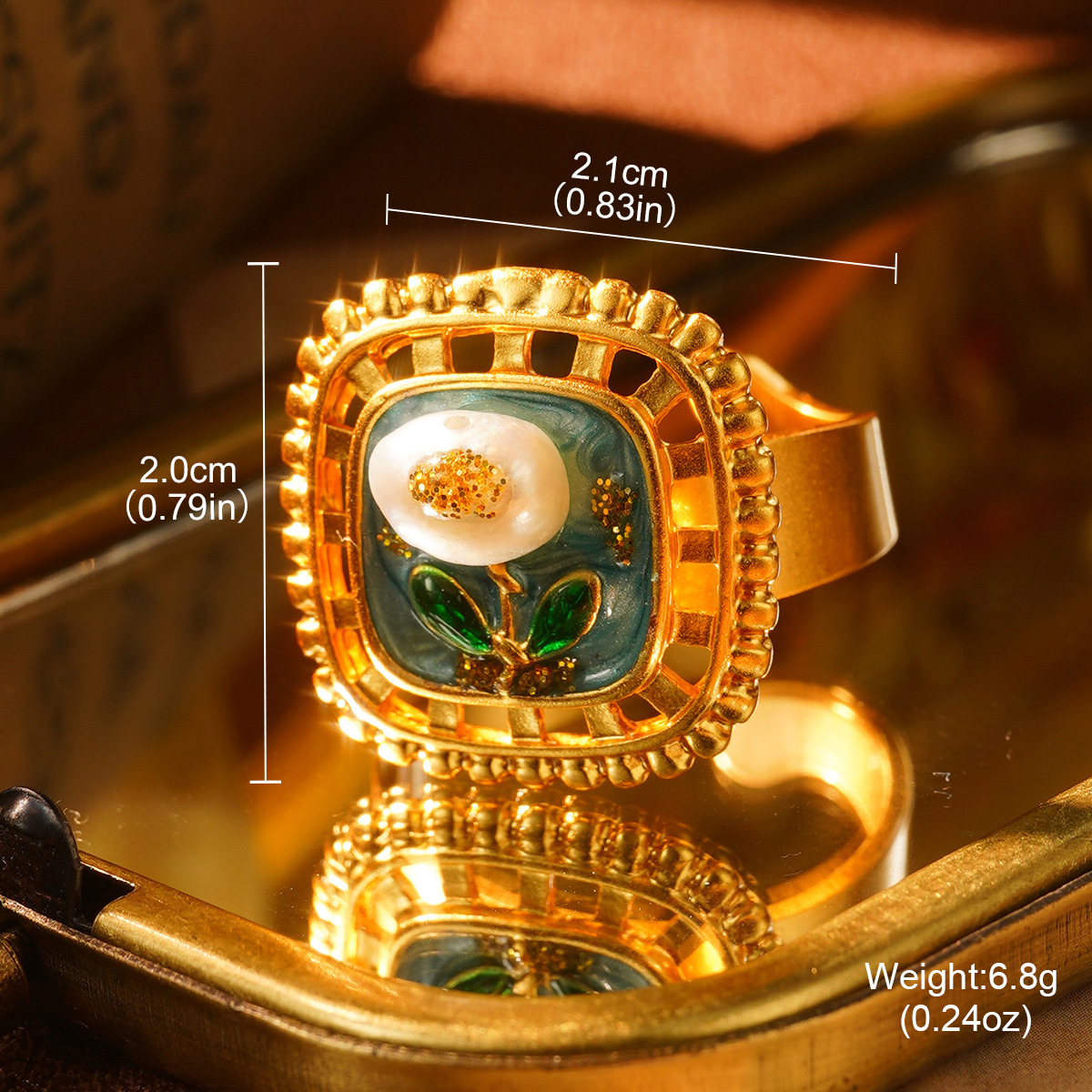 Gold-plated Artistic Square Ring