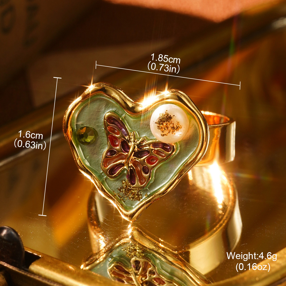 Heart-shaped Butterfly Ring