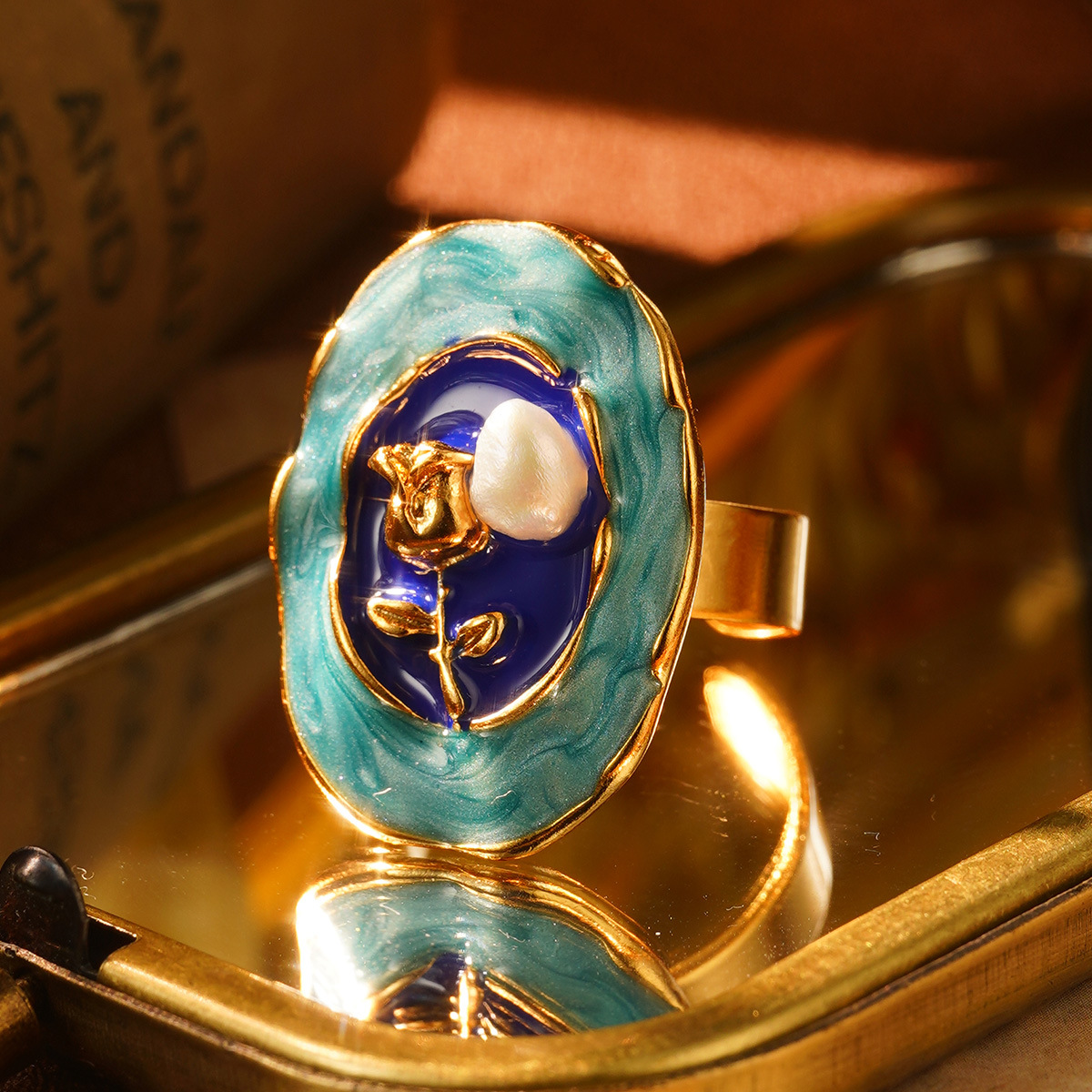 Handcrafted Rose Enamel Ring