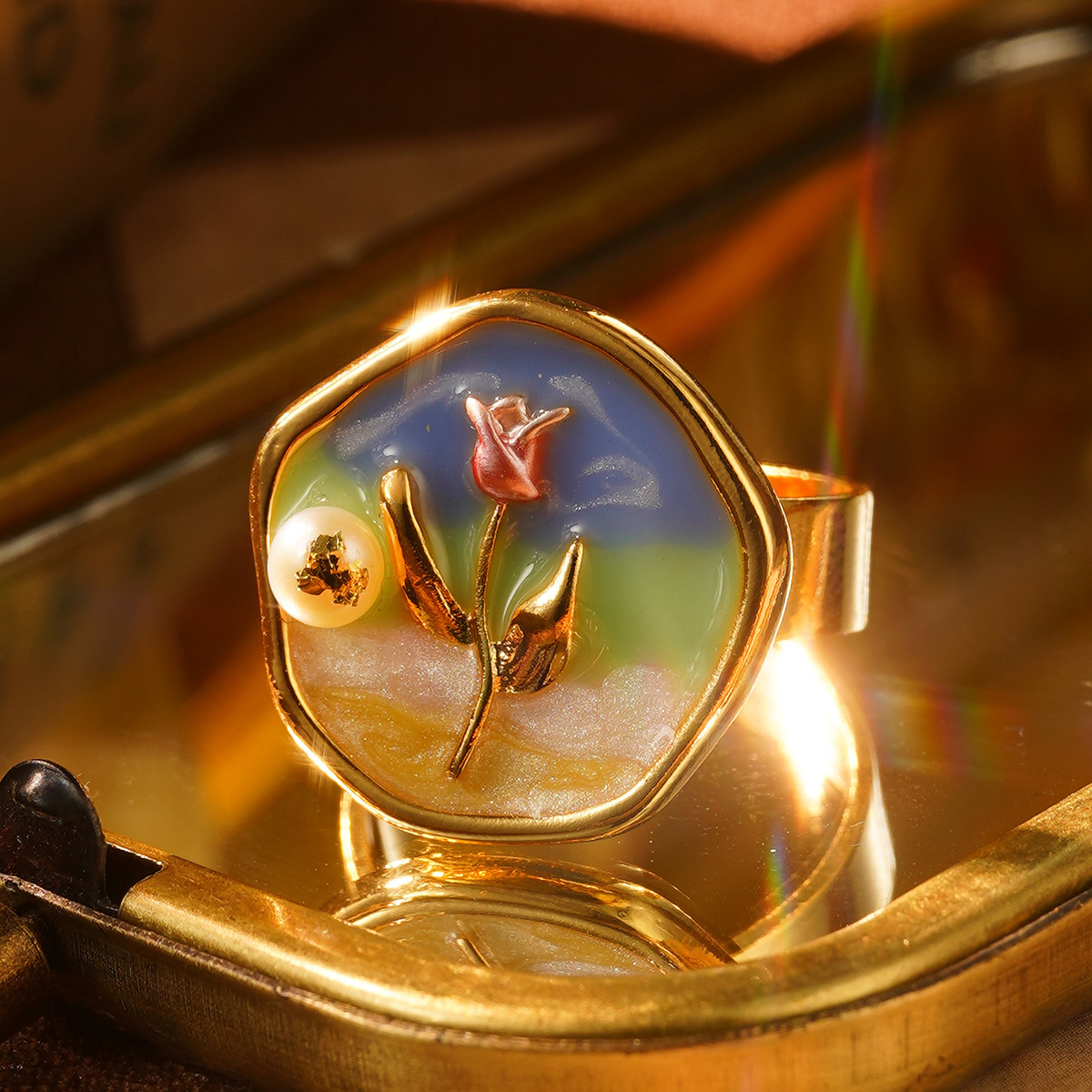 Handcrafted Enamel Flower Ring