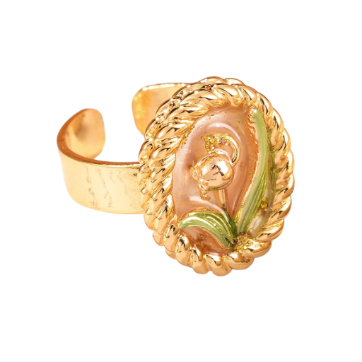 Vintage Gold Floral Adjustable Ring