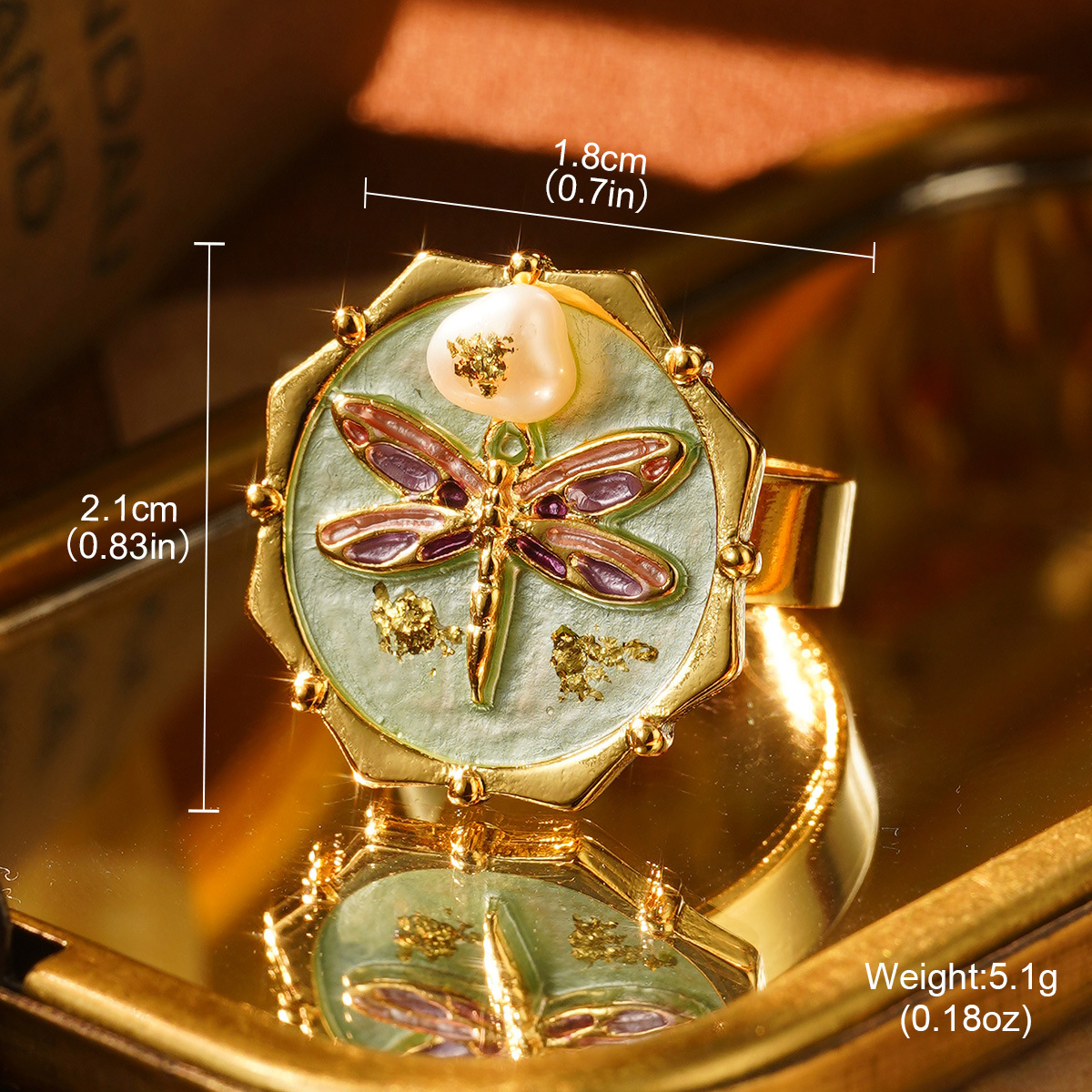 Dragonfly Enamel Gold Ring