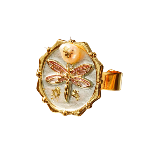 Dragonfly Enamel Gold Ring