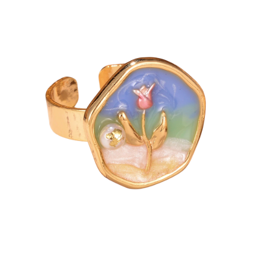Handcrafted Enamel Flower Ring
