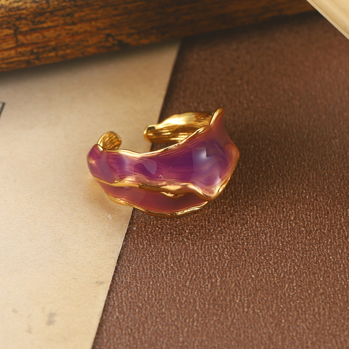 Hand-Painted Enamel Flower Ring