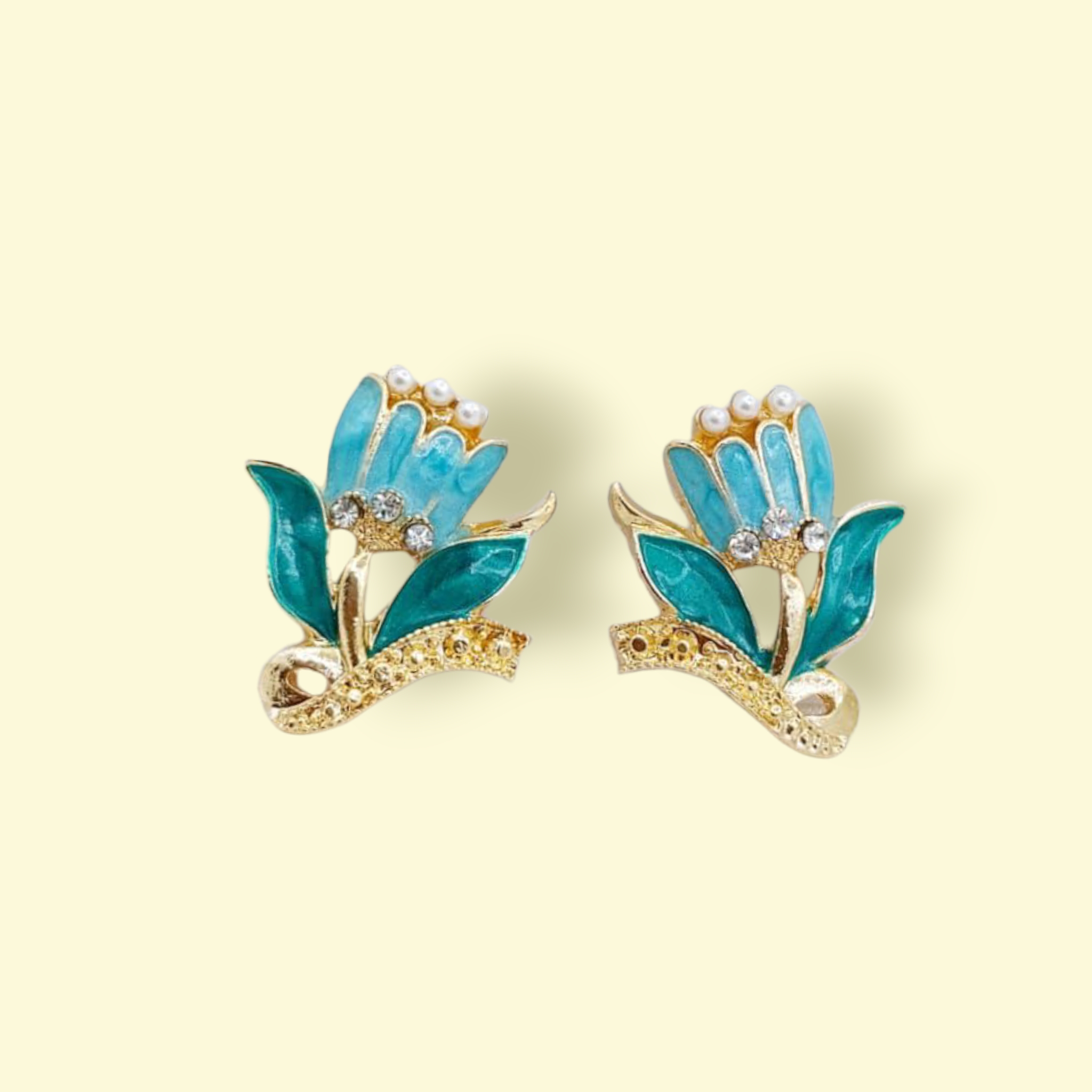 Sky Blue Floral Enamel Earrings