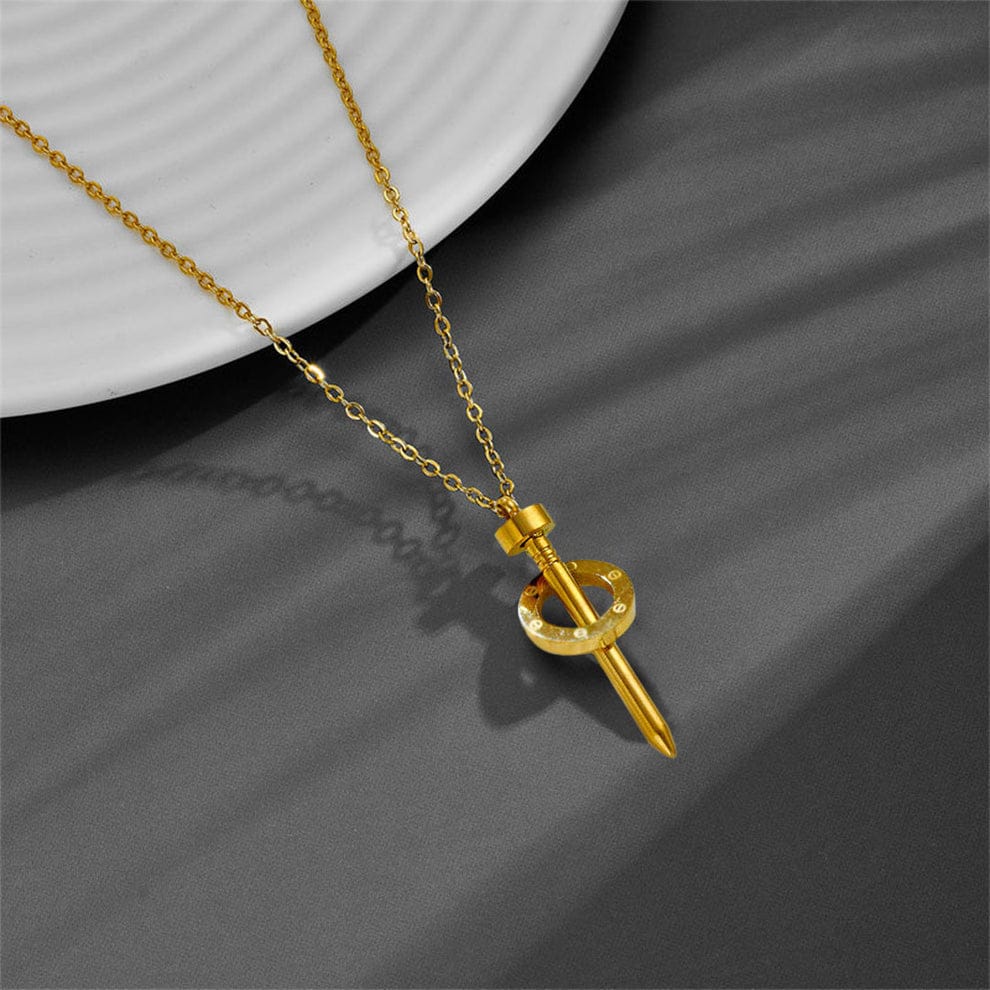 Golden Nail Pendant Necklace