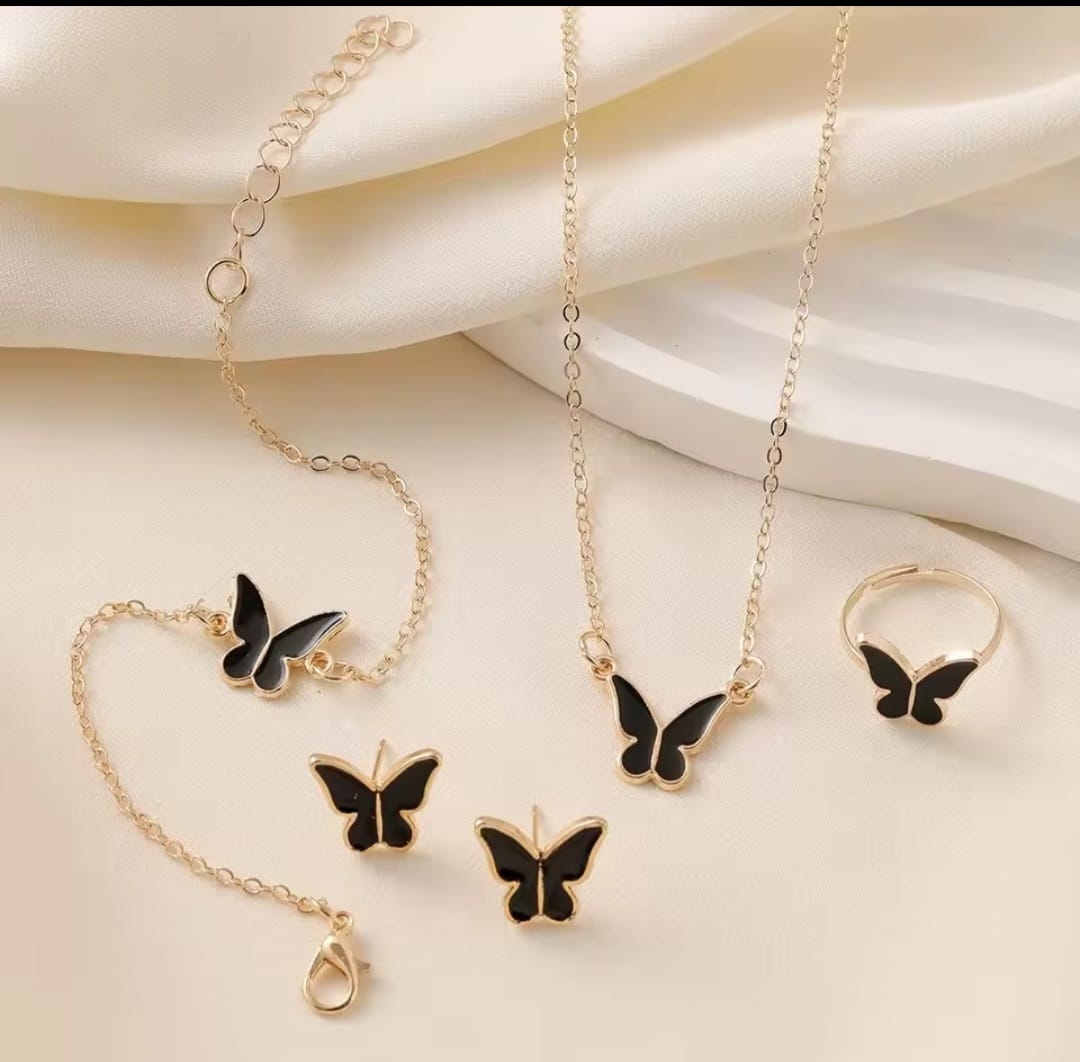 Black Butterfly Jewellery Set