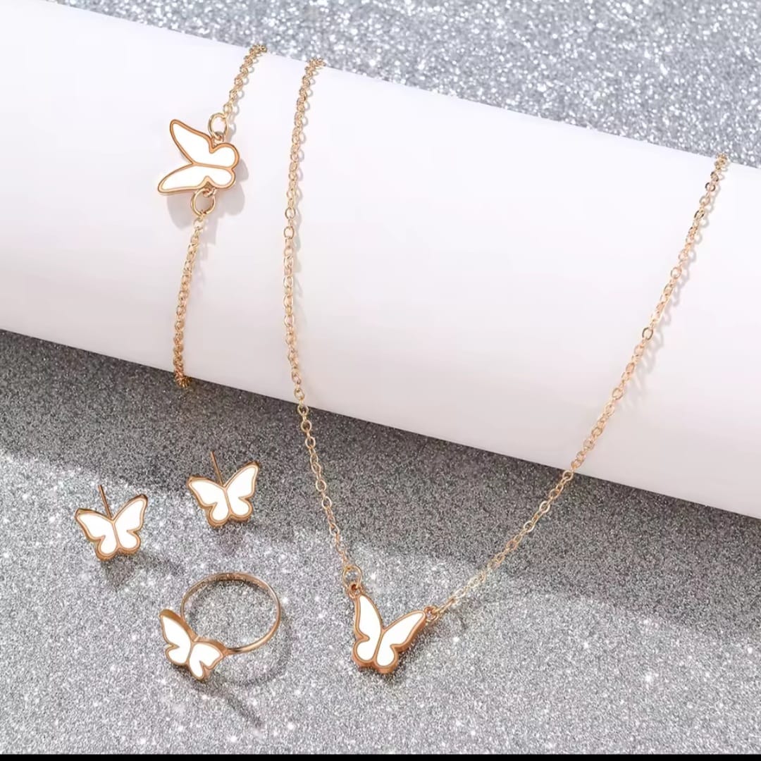 White Butterfly Jewellery Set