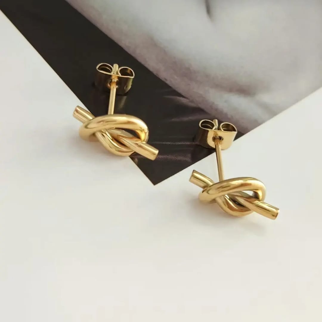Gold Toned Knot Stud Earrings