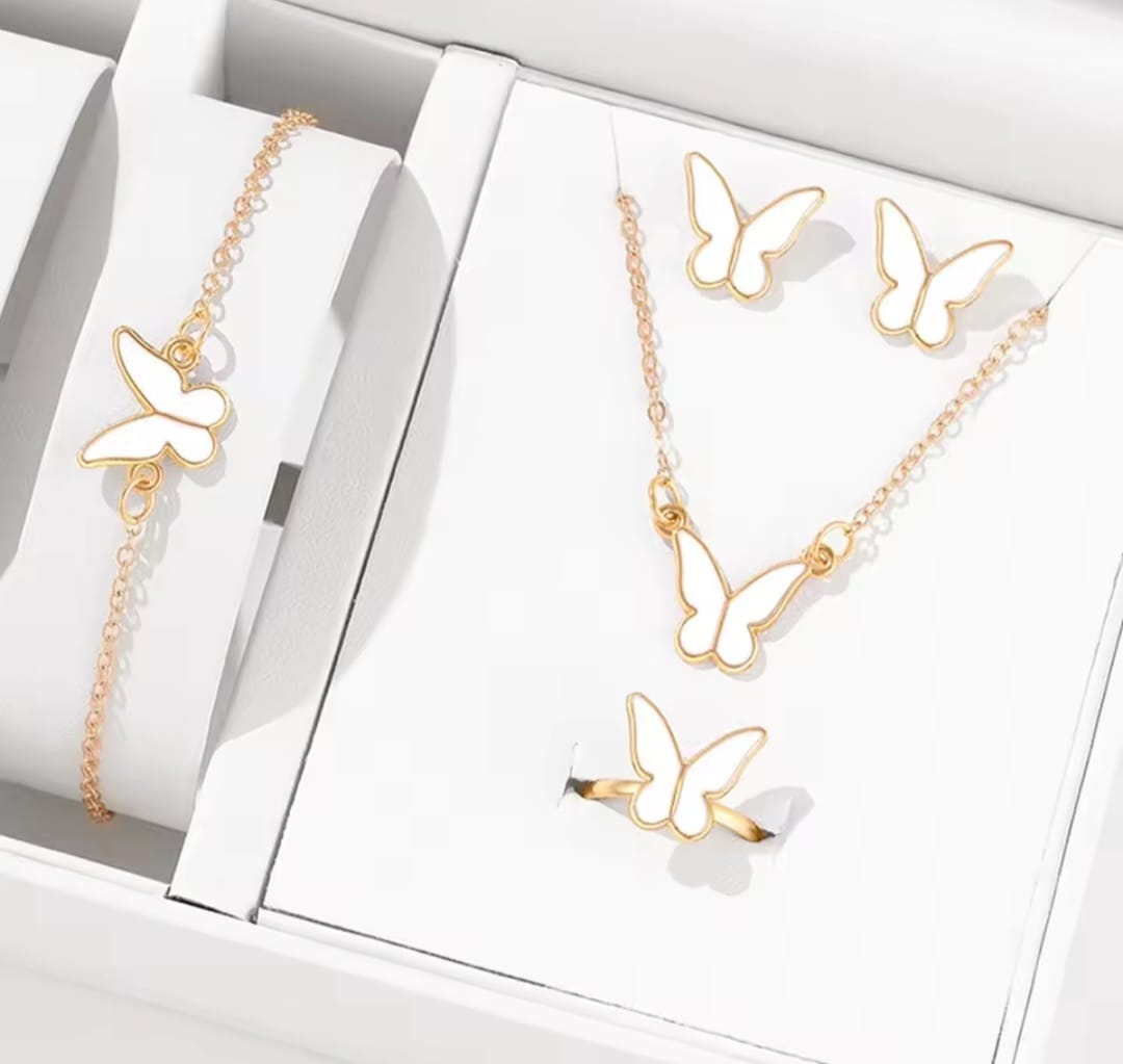 White Butterfly Jewellery Set