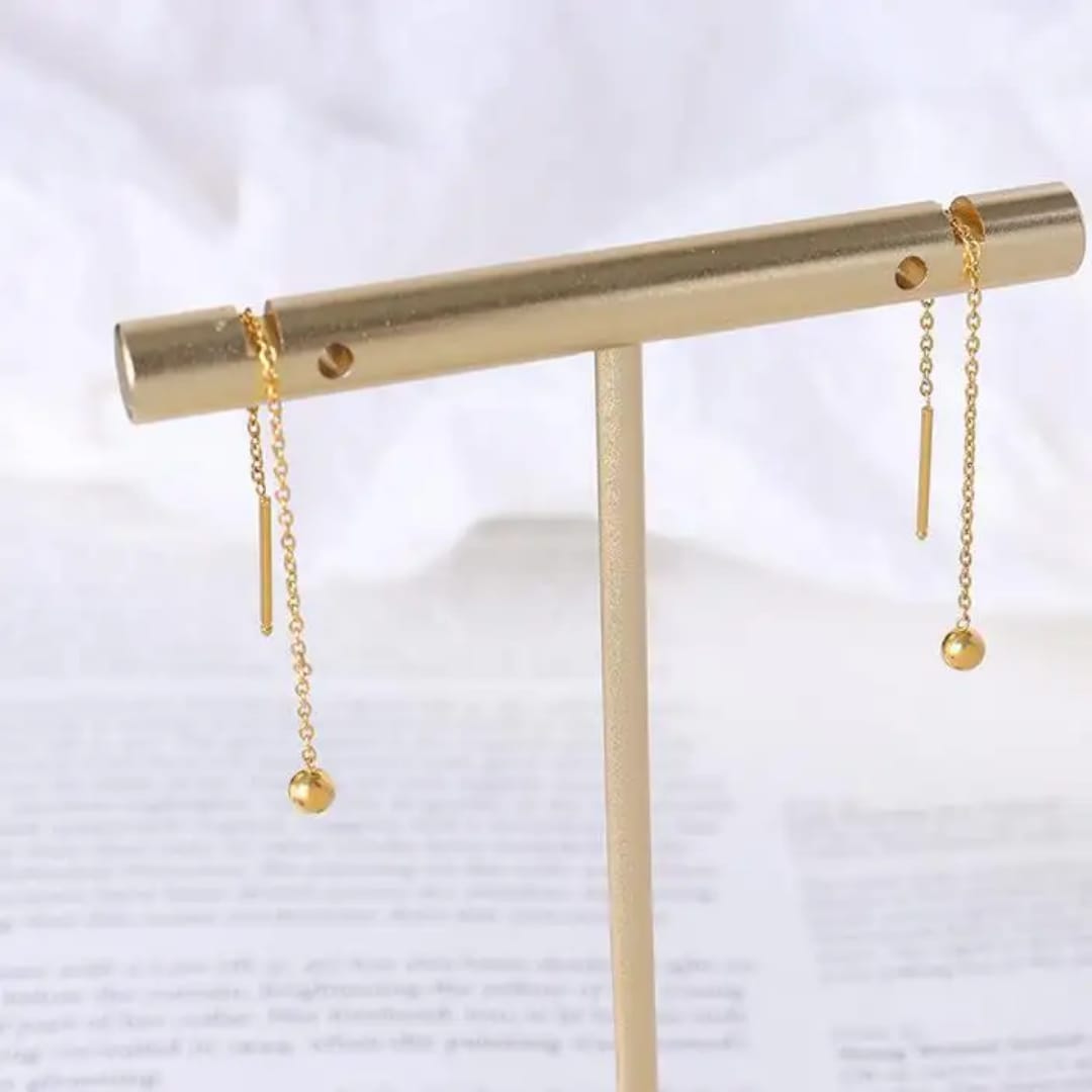 Golden Drop Threader Earrings