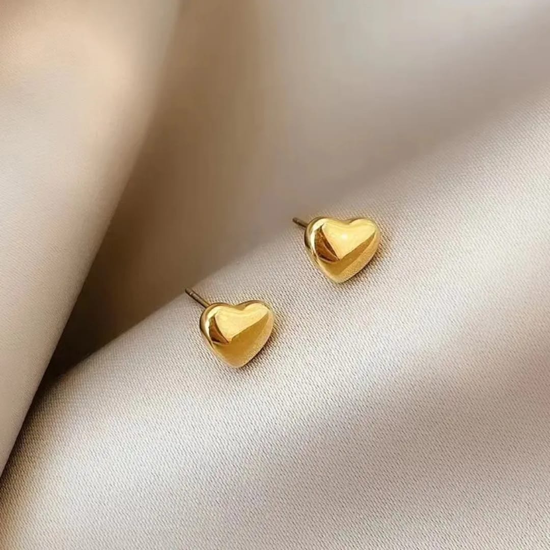 Golden Heart Stud Earrings