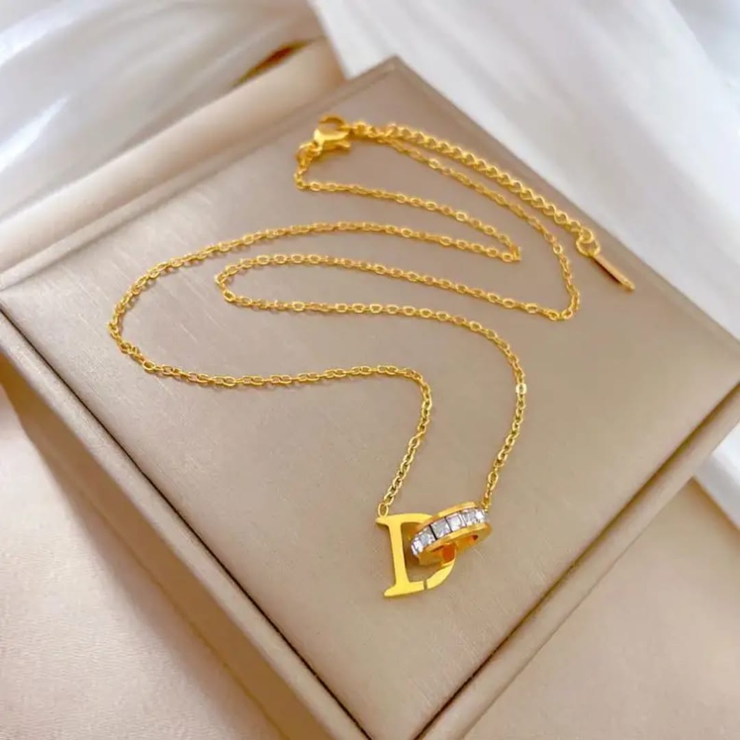 Gold Tone Initial "D" Necklace