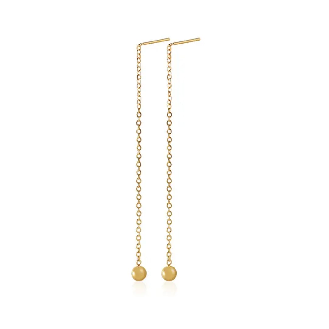 Golden Drop Threader Earrings