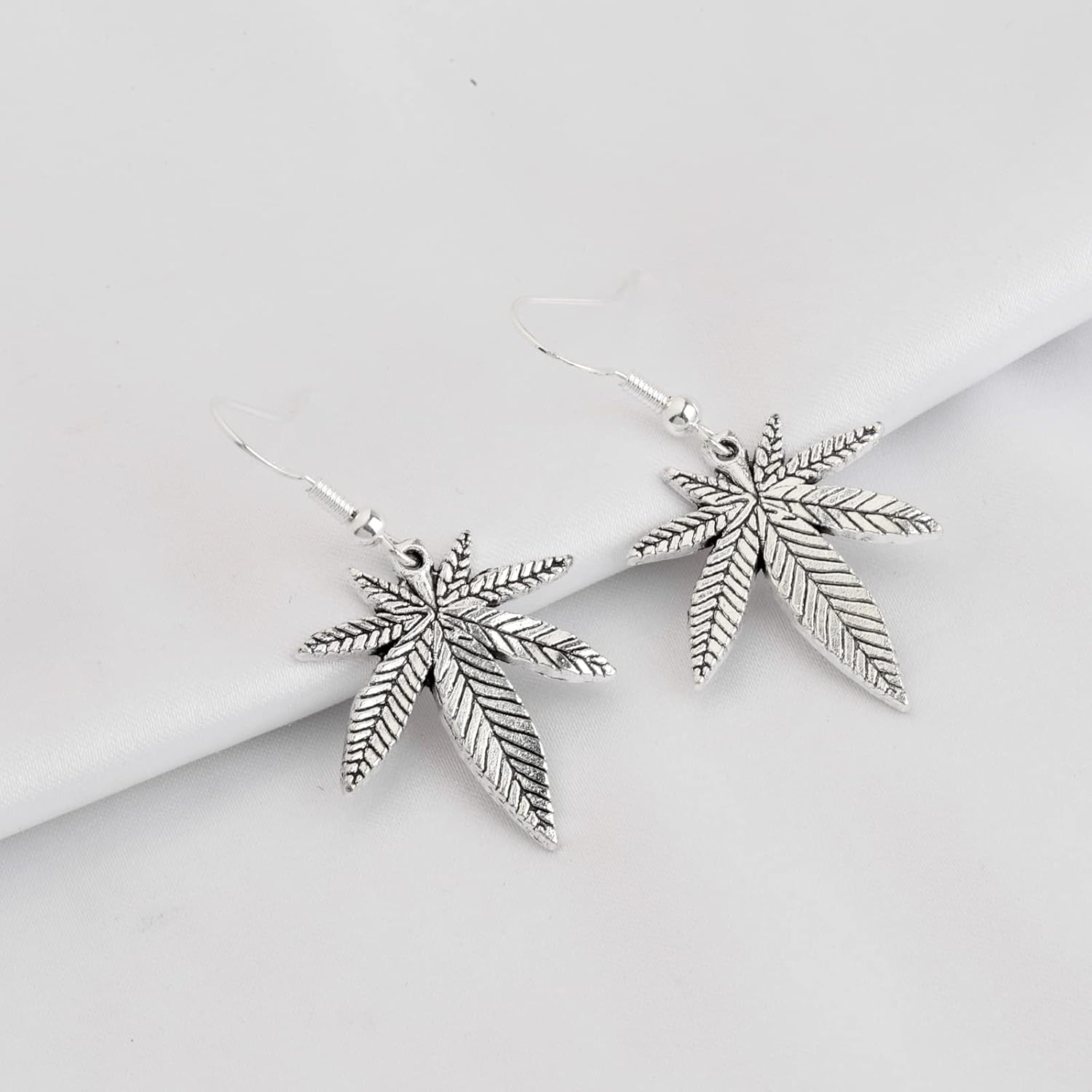 Leaf-Shaped Silver Earrings