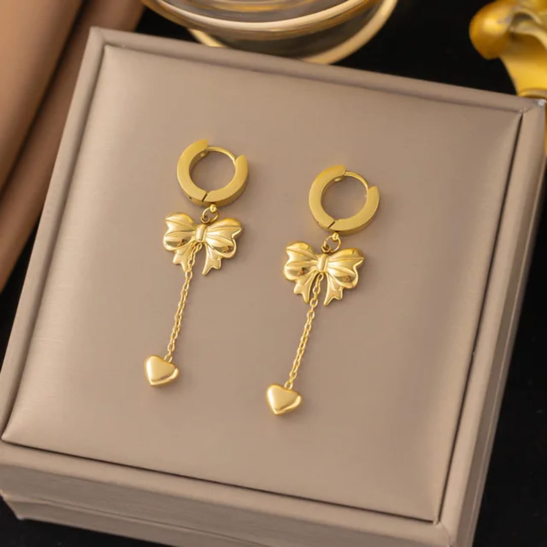 Golden Butterfly Drop Earrings