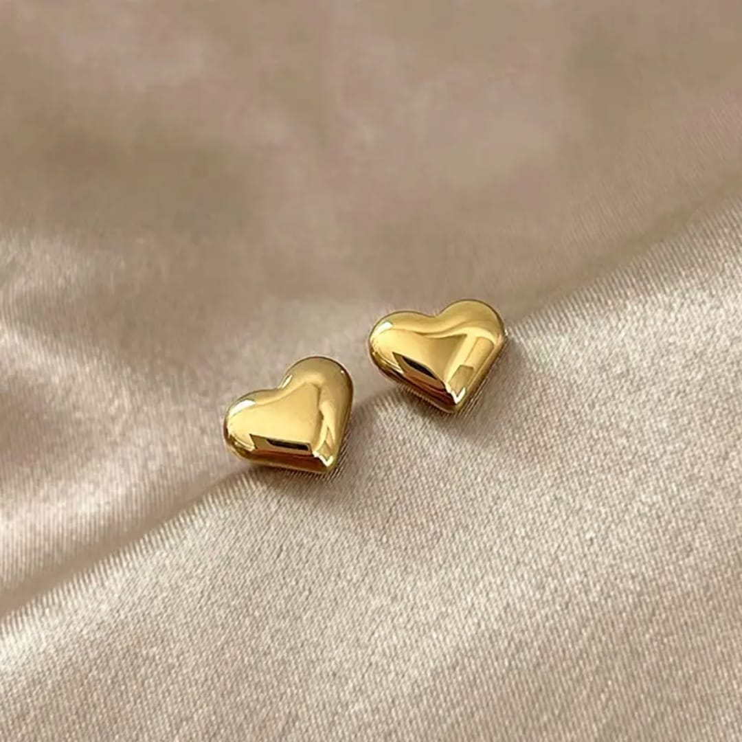 Golden Heart Stud Earrings