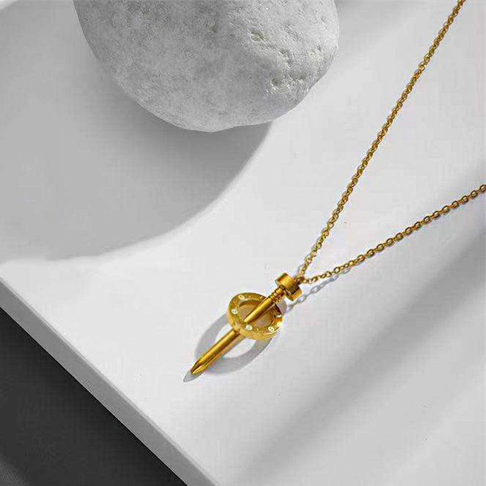 Golden Nail Pendant Necklace