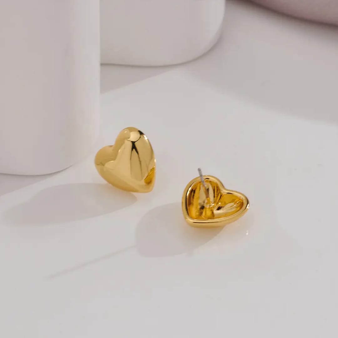 Golden Heart Stud Earrings