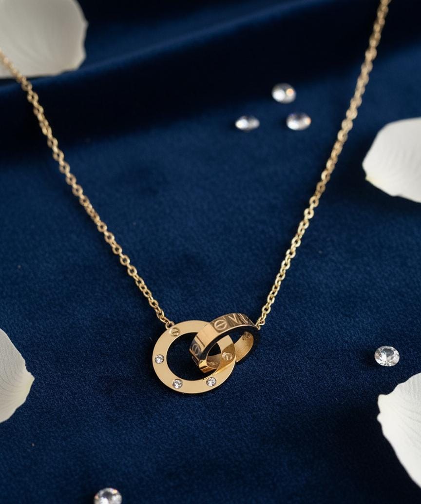 Golden Round Pendant Necklace