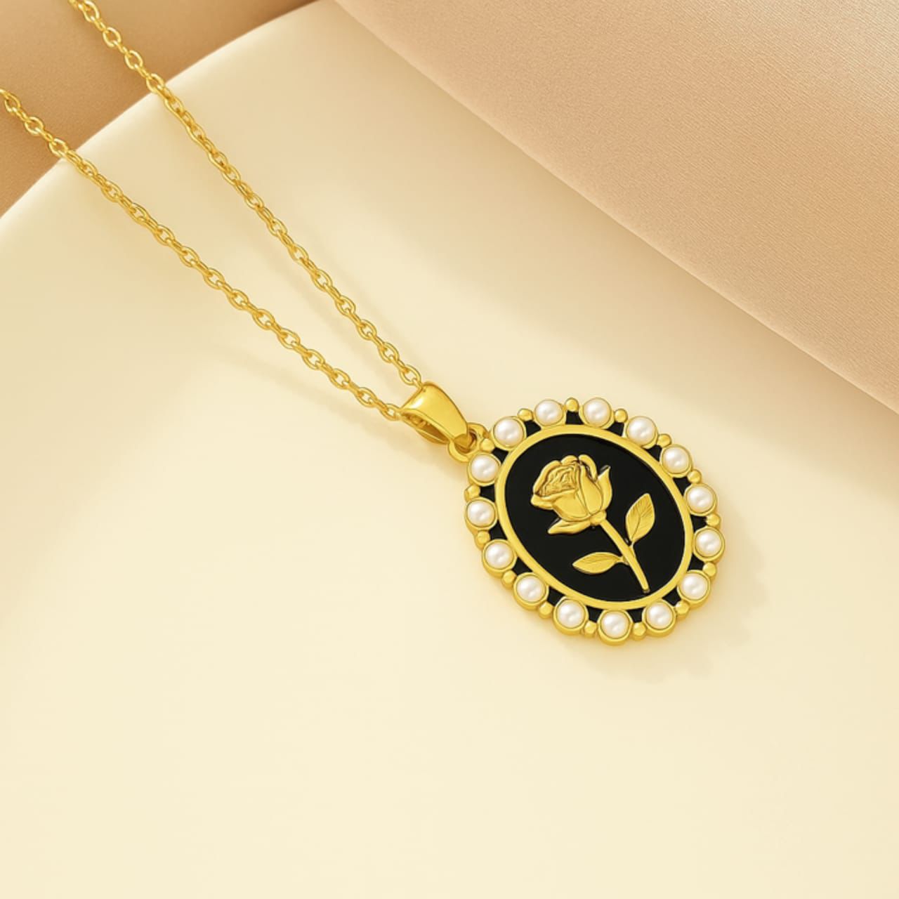 Golden Floral Pendant Necklace