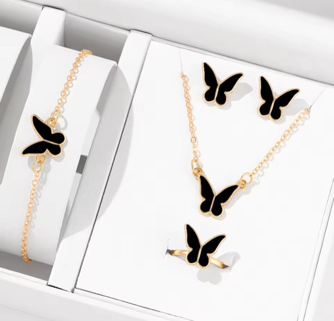 Black Butterfly Jewellery Set