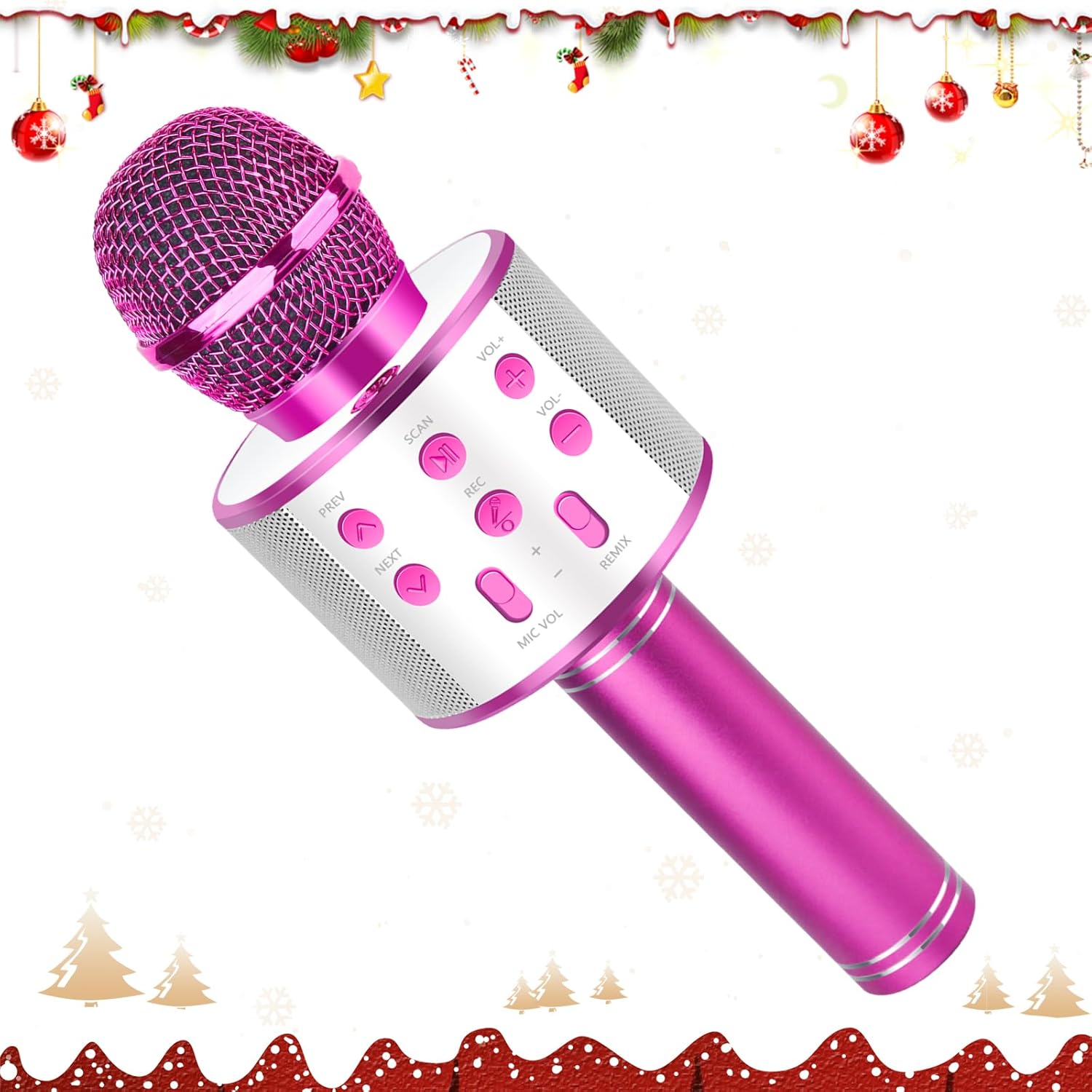 KEWUZY Drahtloses Bluetooth Mikrofon Karaoke, Mikrofon Kinder, Spielzeug Kinder, 5 in 1 KTV Karaoke Maschine Ab 3 4 5 6 7 8 9 10 11 12 Kind Geburtstag Geschenke