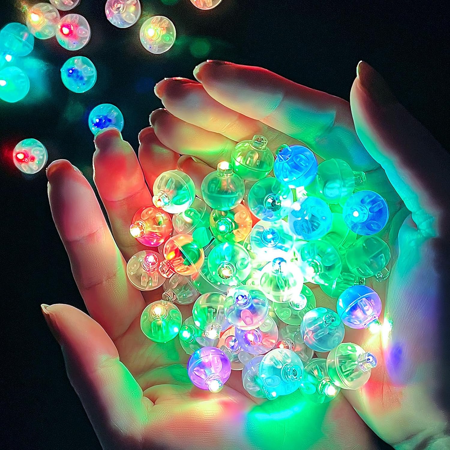 KEWUZY 100 Stück LED-Ballons Lichter, Mini Led Ballonlichter, Runde Mini LED Licht Leuchtkugeln, Weihnachtsdeko für Geburtstag Hochzeit Party Halloween Weihnachten Karneval Bar Klub Dekoration
