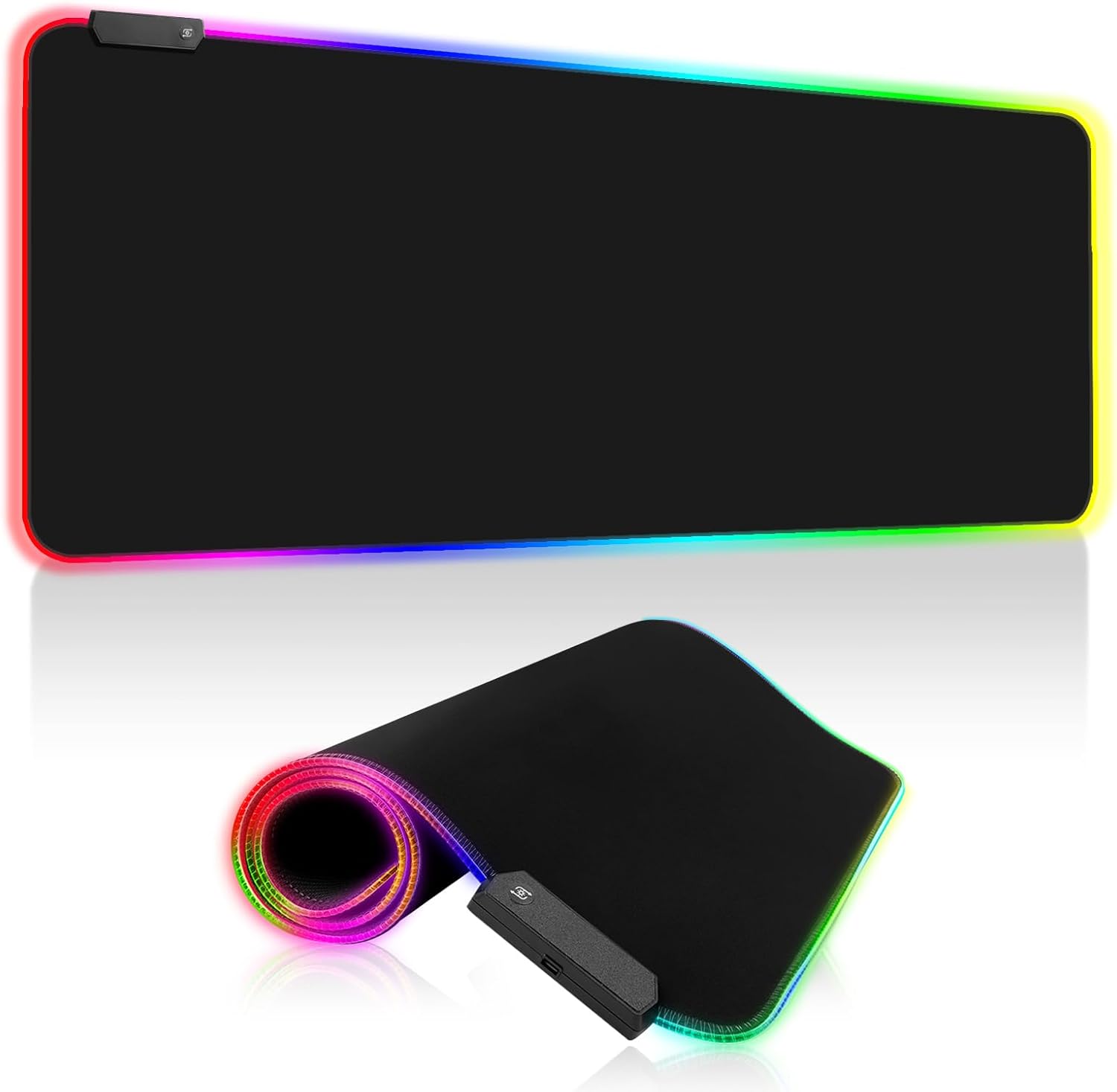 Gaming Mauspad RGB, 800x300mm, XXL Gaming Mousepad groß, 14 Beleuchtungs Modi 7 LED Farben Wasserdicht rutschfest für Tastatur Computer PC Gamer Schreibtisch, Schwarz