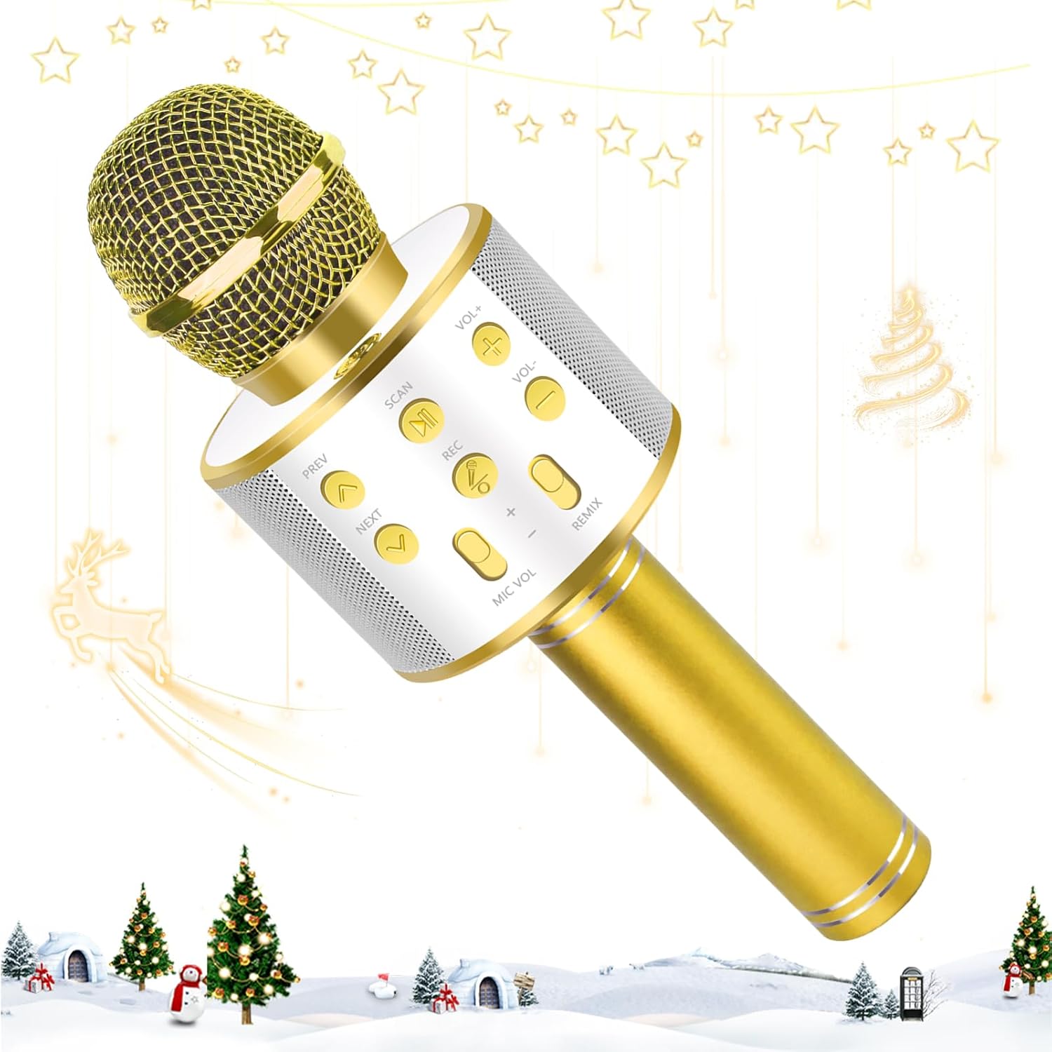 KEWUZY Drahtloses Bluetooth Mikrofon Karaoke, Mikrofon Kinder, Spielzeug Kinder, 5 in 1 KTV Karaoke Maschine Ab 3 4 5 6 7 8 9 10 11 12 Kind Geburtstag Geschenke