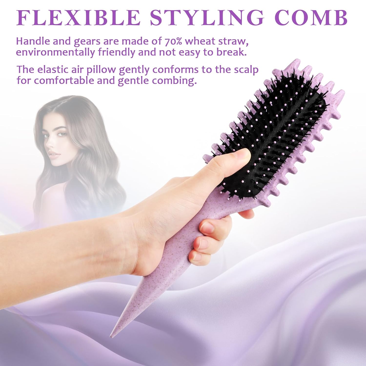 AWAMRWA Lockenbürste, Curly Hair Brush, Define Styling Brush zum Kämmen und Formen, Reduziert Ziehen und Locken Trennung für Definierte Trendige Locken