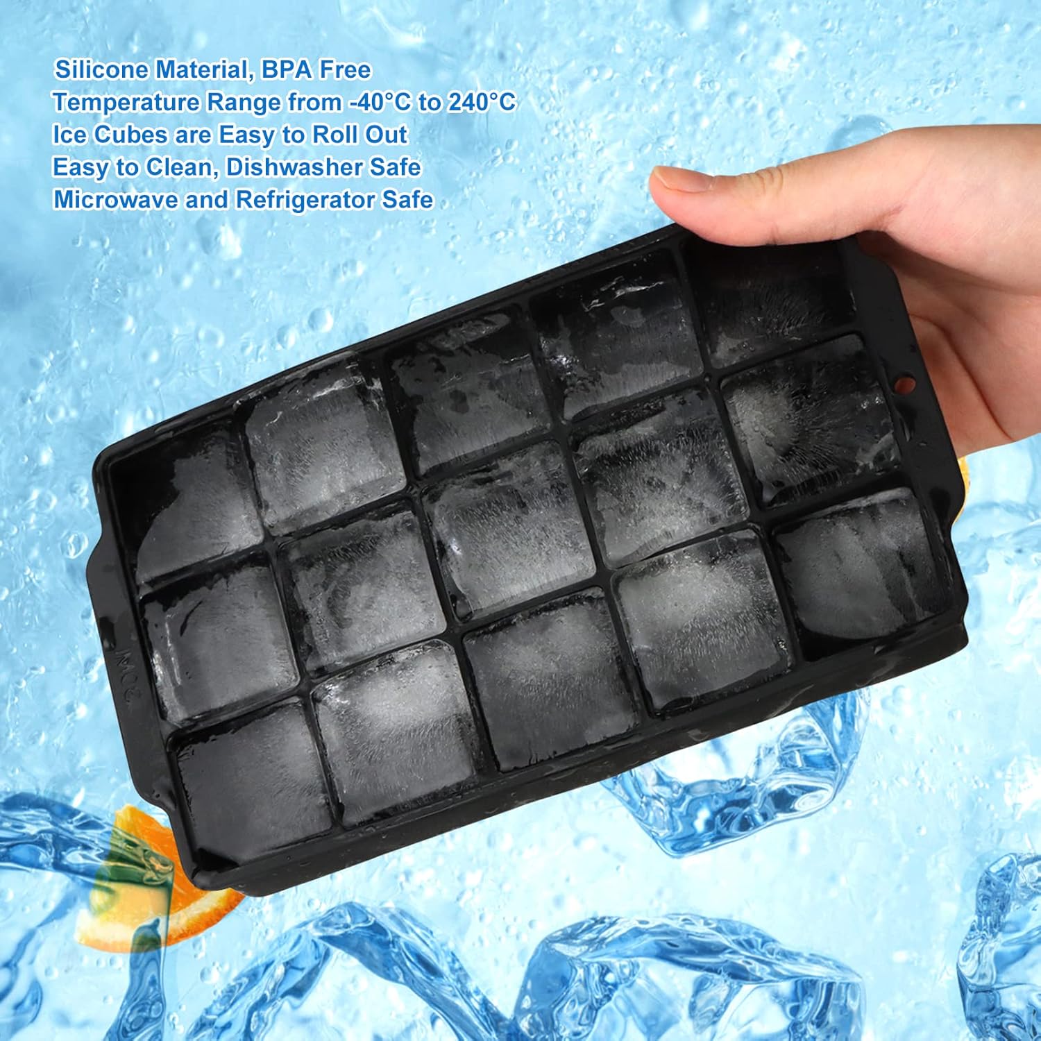 JOPHEK Eiswürfelform, 2 Stück 30 Fach Silikon Eiswürfelschale, Große Quadratische Eiswürfel 3.5cm für Cocktails Whisky Wein Obst Fruchtpürees Eiscreme Eistee