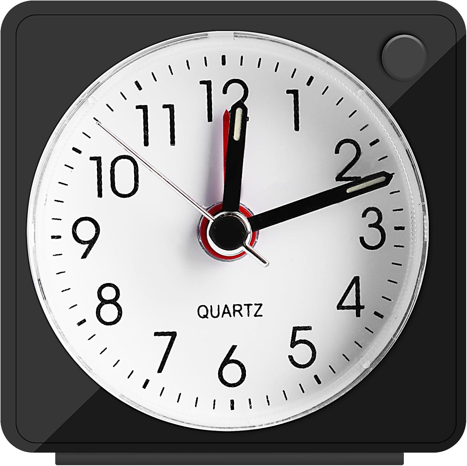 JOPHEK Mini Wecker Analog, Analoger Reisewecker mit Schlummerfunktion und Licht, Tragbarer Quarzwecker für Schlafzimmer Büro Reisen