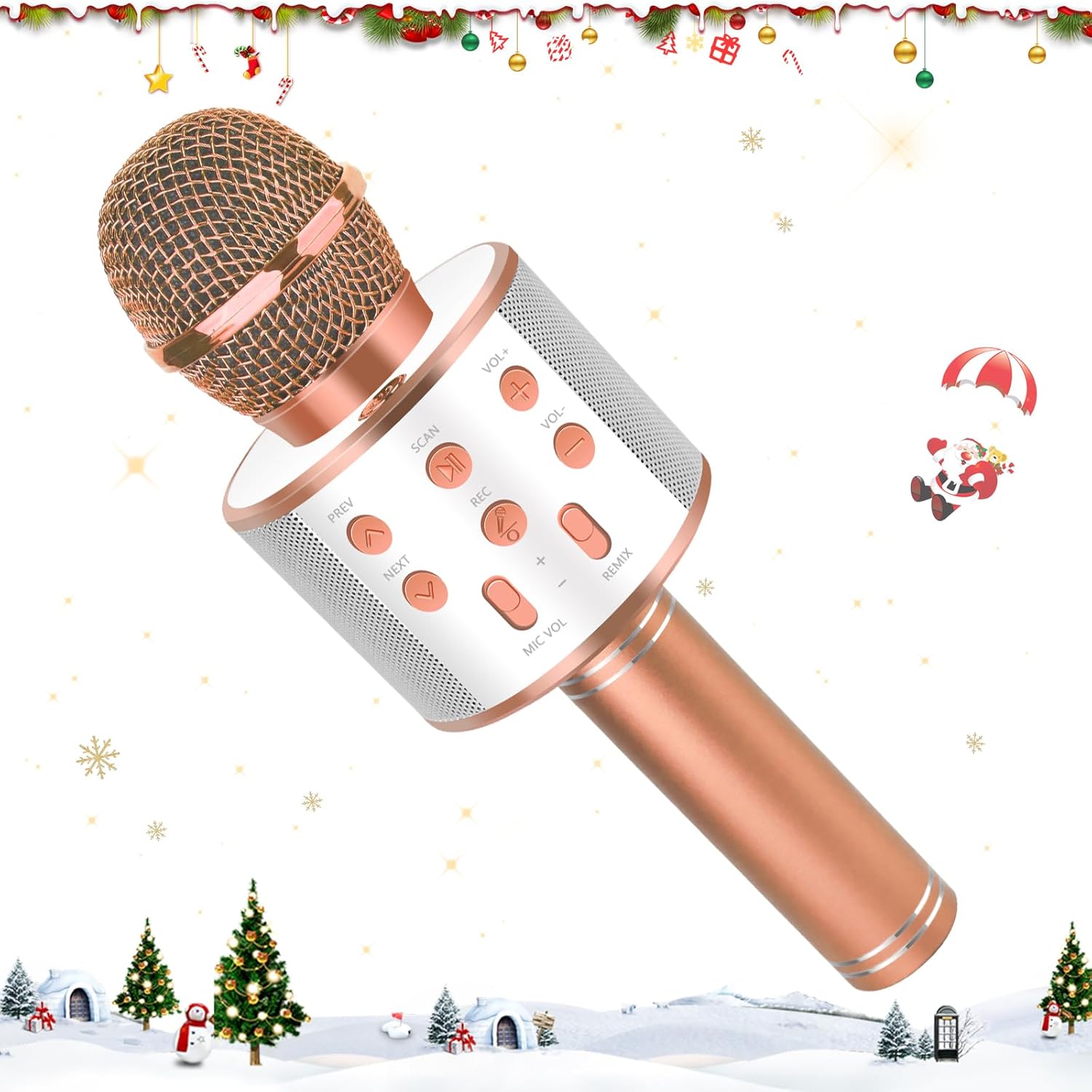 KEWUZY Drahtloses Bluetooth Mikrofon Karaoke, Mikrofon Kinder, Spielzeug Kinder, 5 in 1 KTV Karaoke Maschine Ab 3 4 5 6 7 8 9 10 11 12 Kind Geburtstag Geschenke