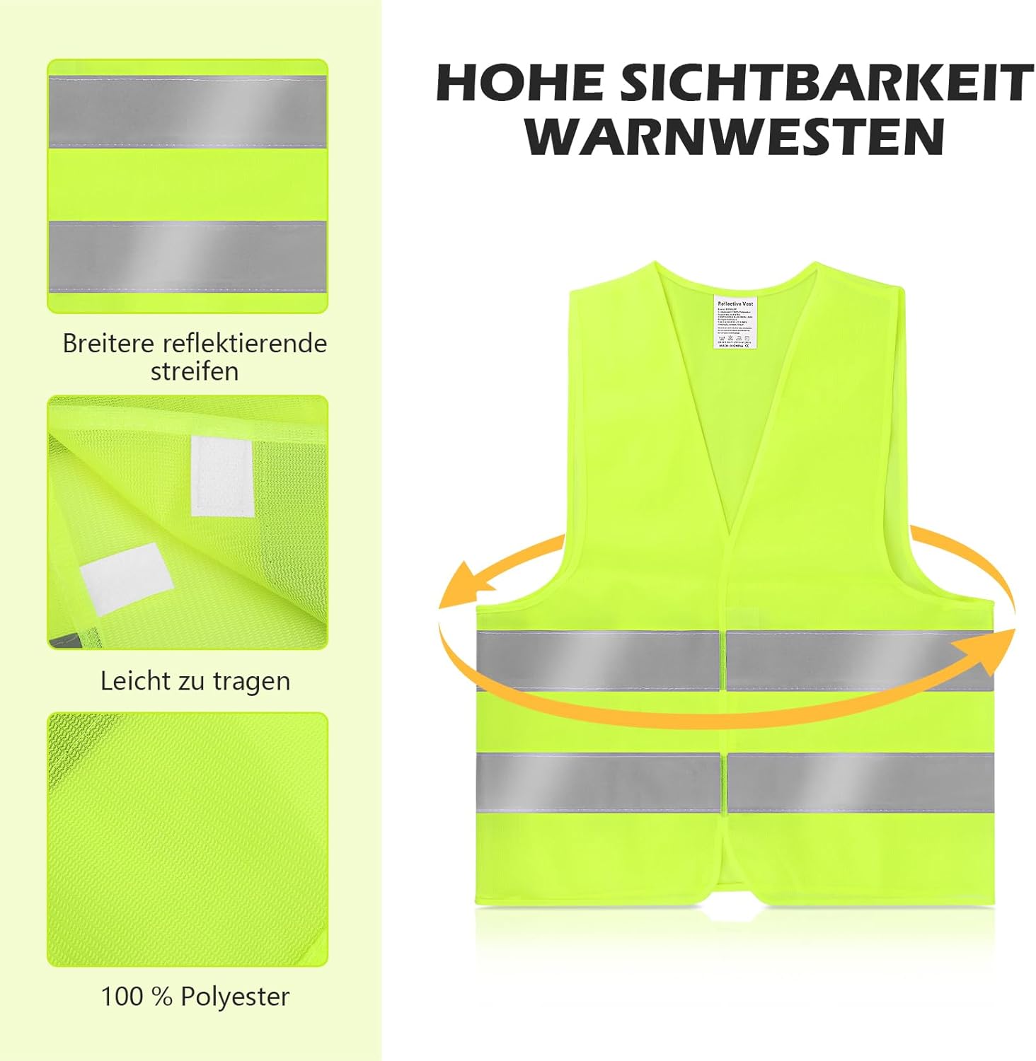 KEWUZY Warnwesten Auto, 2 Stück, Sicherheitsweste, Reflektorweste Auto Pannenweste, für Autofahrern Fahrern Arbeitskräften, Gelb