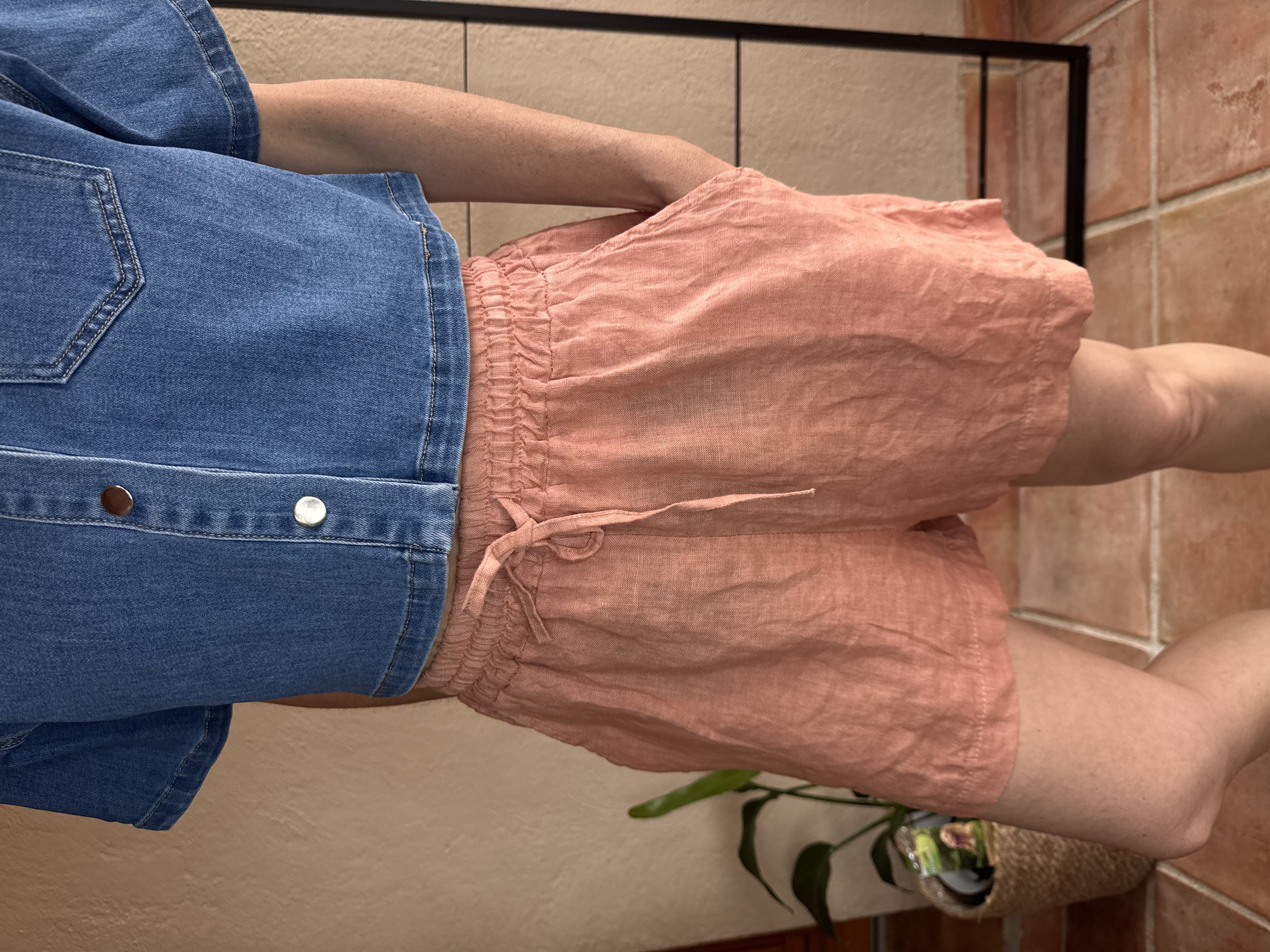 Short en lin rose