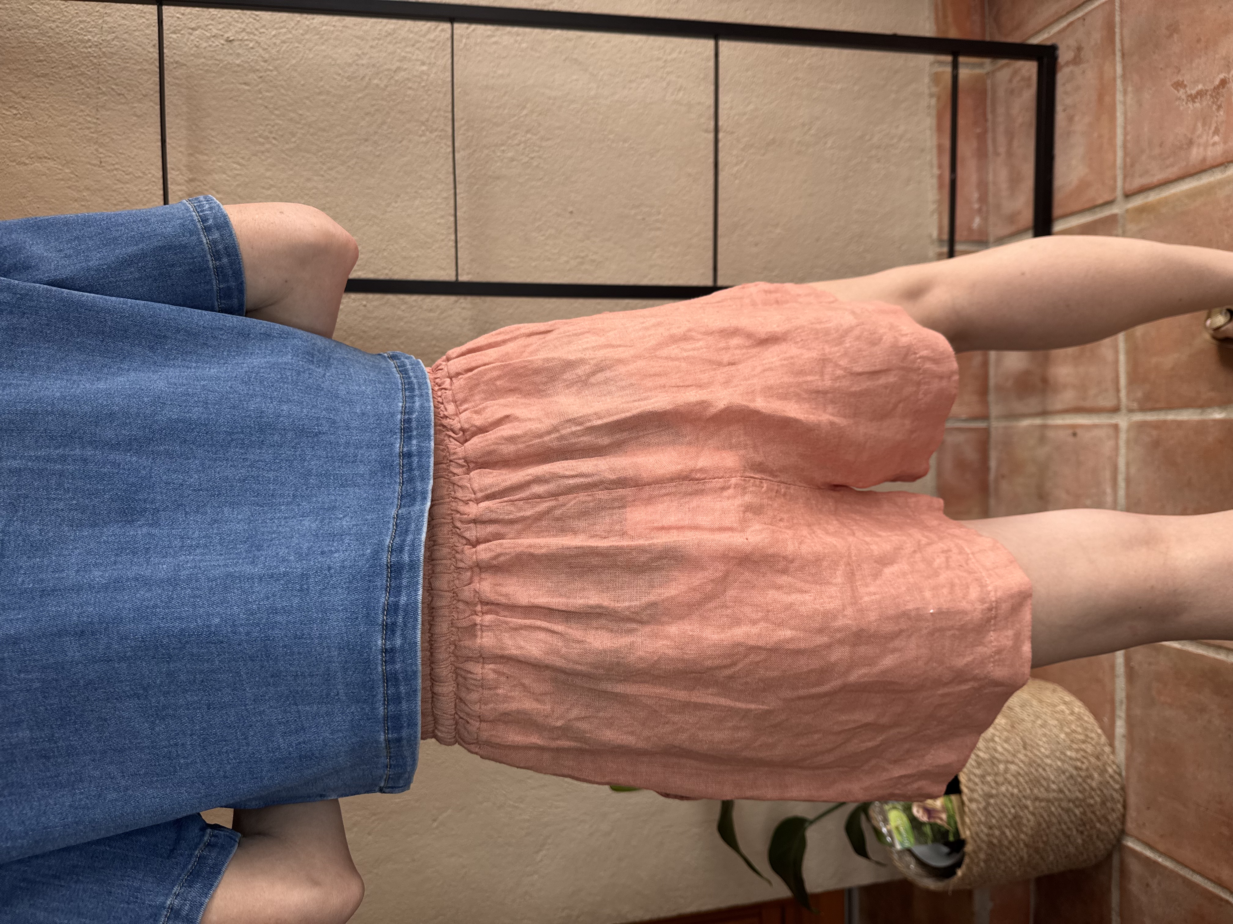 Short en lin rose