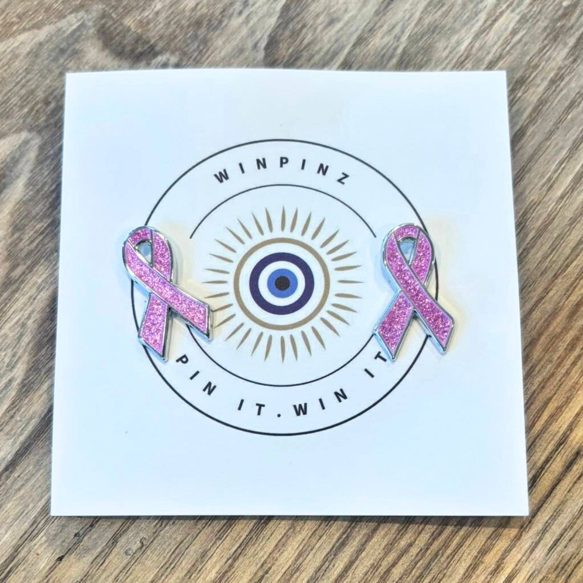 Win Pinz Pink Ribbon Number Pins