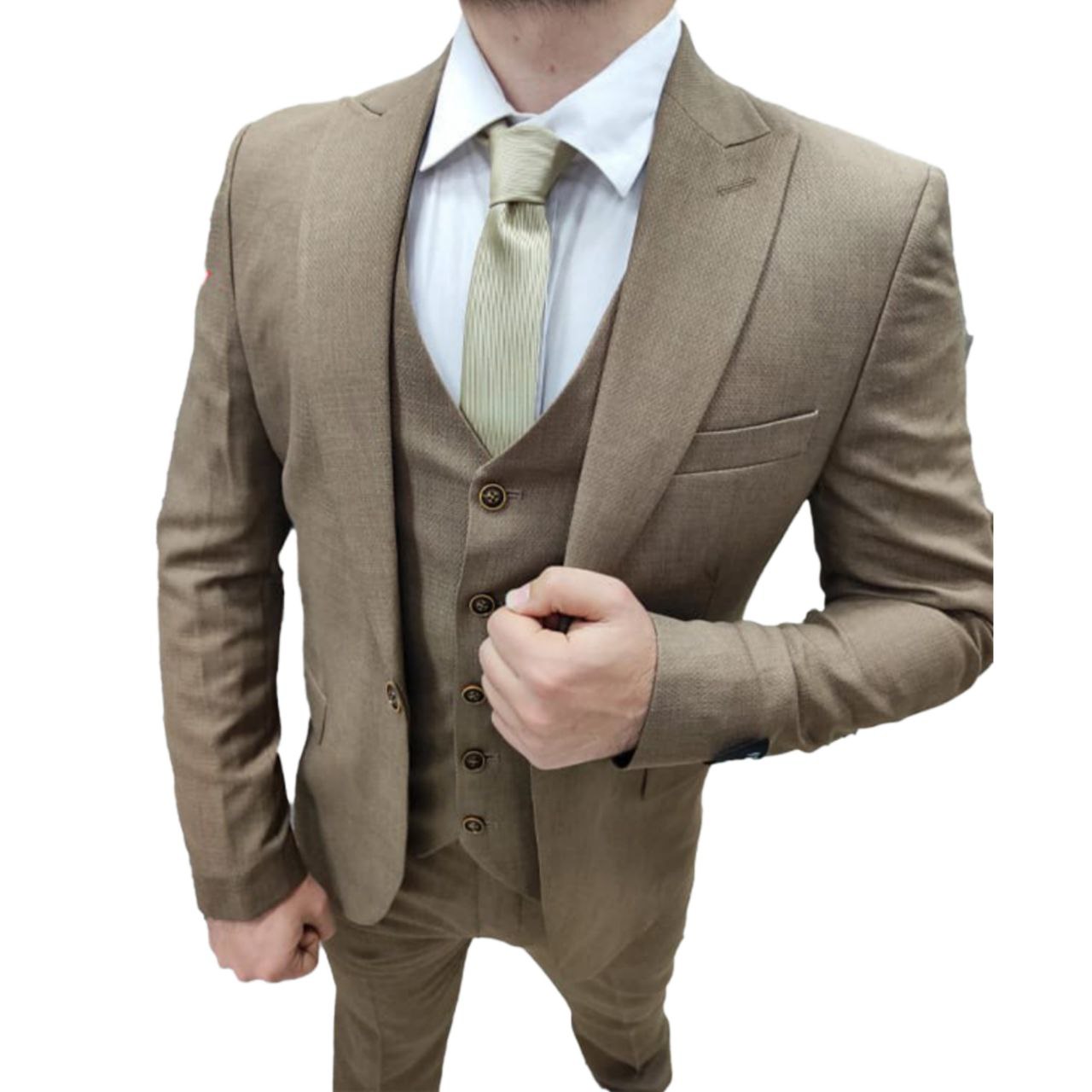 Men's Tan Three-Piece Suit