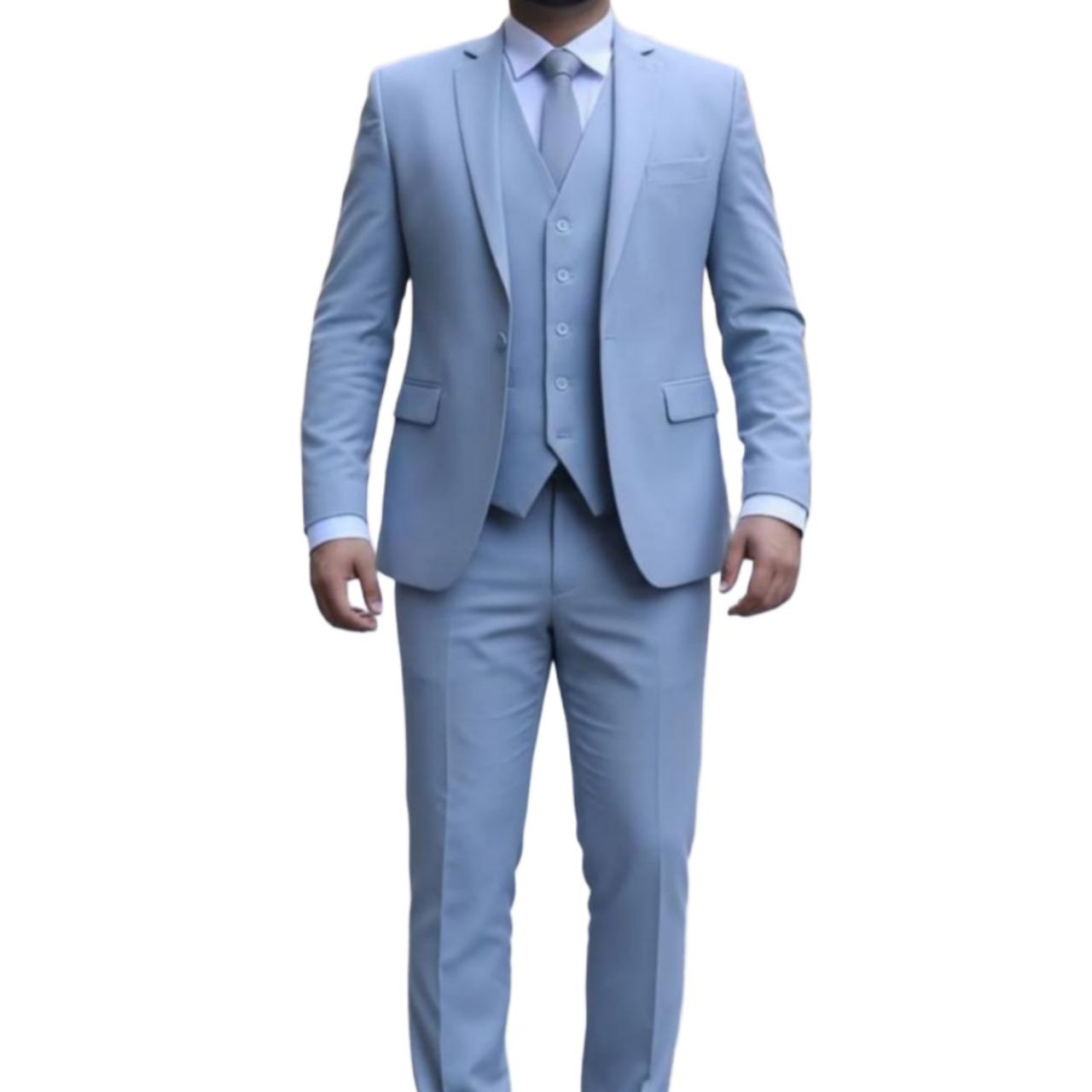 Men's Light Blue Three-Piece Suit