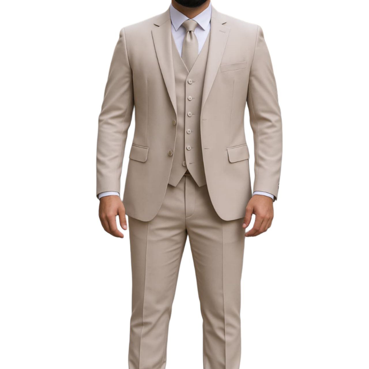 Men's Beige Three-Piece Suit