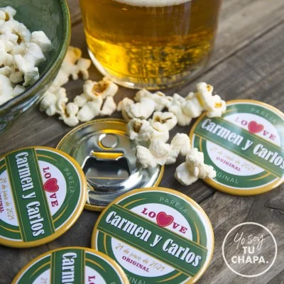 Chapas con abrebotellas personalizadas (imantadas)