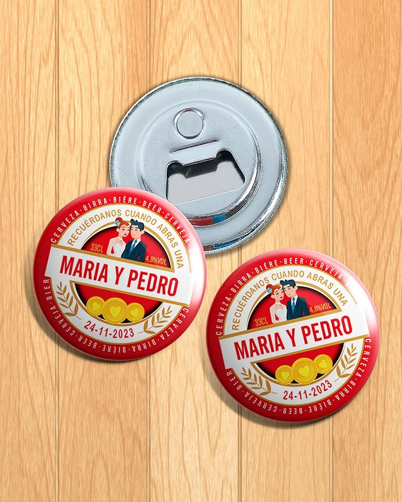 Chapas con abrebotellas personalizadas (imantadas)
