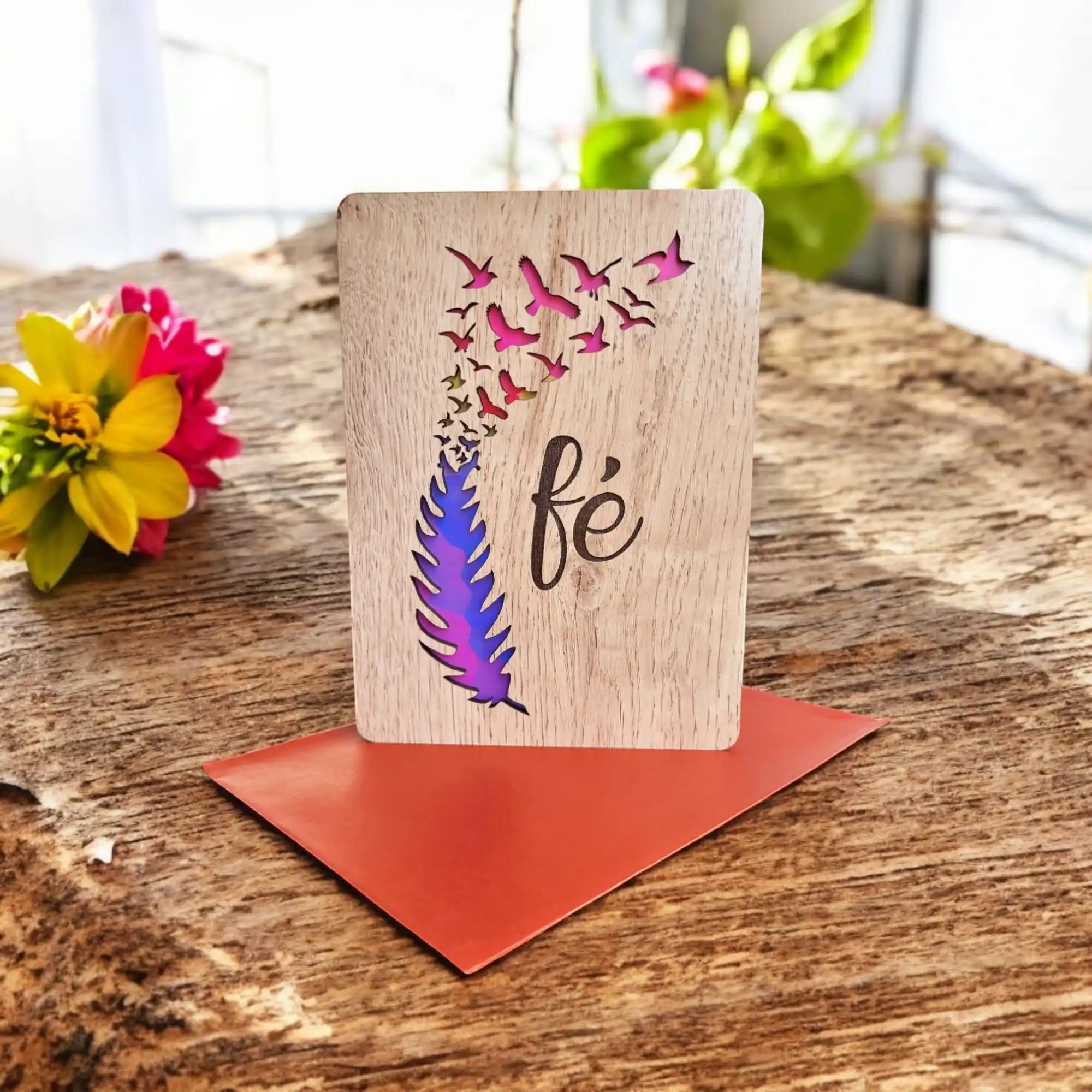 Tarjeta de madera “Fe y esperanza”