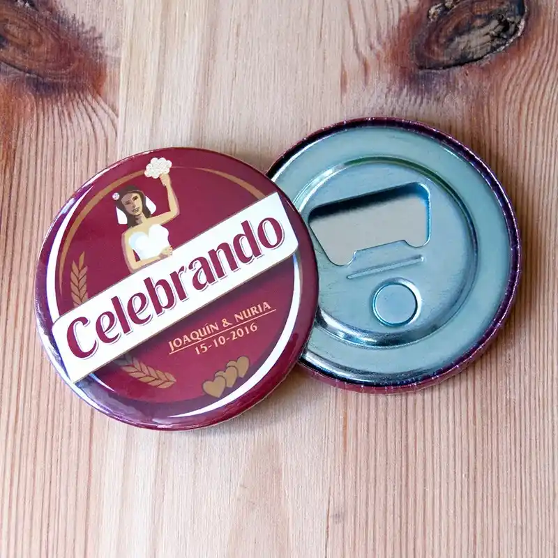 Chapas con abrebotellas personalizadas (100 Uds.)