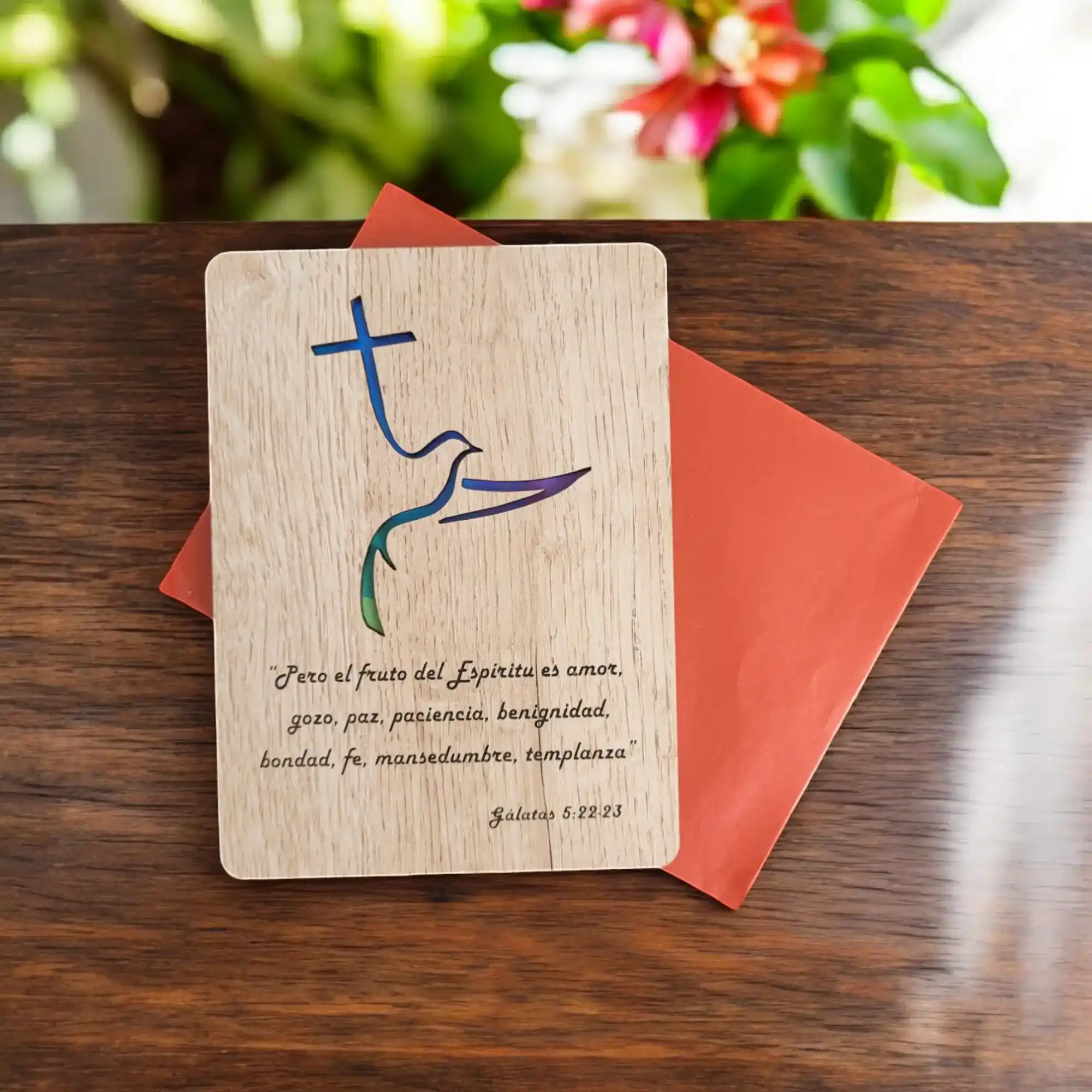 Tarjeta de madera “Fruto del Espíritu”